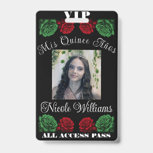 Badge Rouge Blanc Vert Mes Quinze Ans 15 Quinceañera VIP