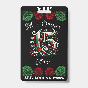 Badge Rouge Blanc Vert Mis Quince Anos 15 Quinceañera VI