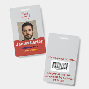Badge Rouge-Gris   Société de sécurité des cartes d'iden