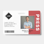 Badge Rouge | ID photo de l'employé Sécurité de la socié<br><div class="desc">Créez des badges et des étiquettes de nom personnalisés qui facilitent l'identification des employés par les clients et les clients. Ajoutez des informations supplémentaires à l'arrière si nécessaire. Ajoutez votre libellé personnalisé à cette conception à l'aide des cases "Modifier ce modèle de conception" situées à droite de l'élément, ou cliquez...</div>