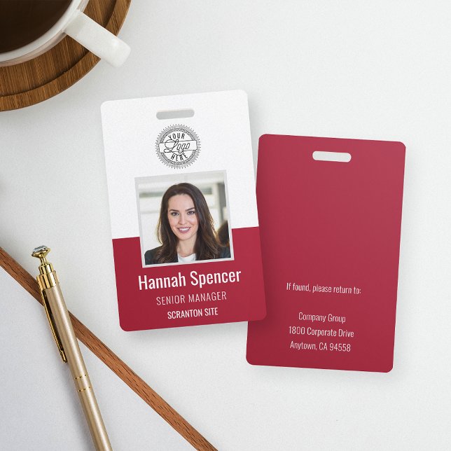 Badge Rouge | ID photo de l'employé Sécurité de la socié (Créateur téléchargé)