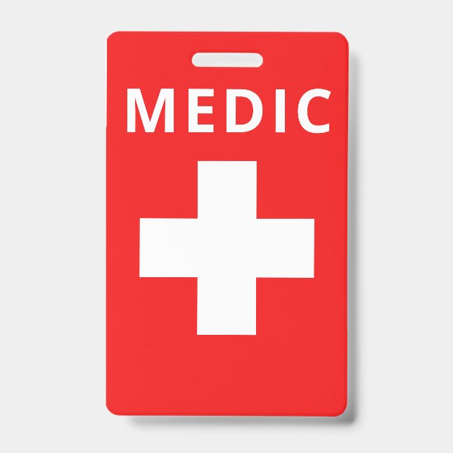 Badge Rouge Médicale Imprimer Nom personnalisé Costume E (Avant)