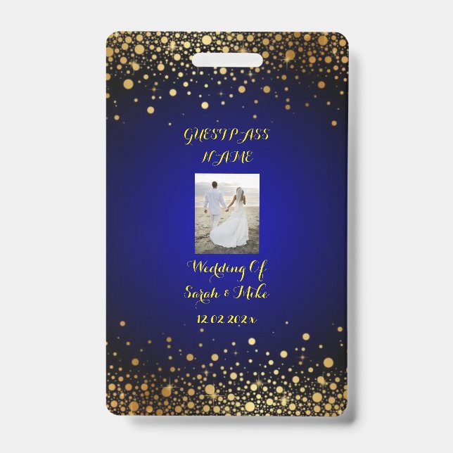 Badge Royal Blue and Gold Mariage Guest Pass (Avant)