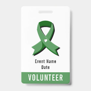 Badge Ruban de sensibilisation vert Evénement du cœur bl