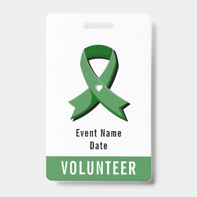 Badge Ruban de sensibilisation vert Evénement du cœur bl (Avant)