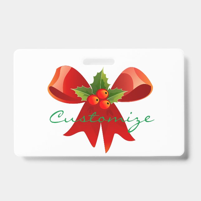 Badge Ruban Rouge avec Feuillage de Houx Thunder_Cove (Avant)