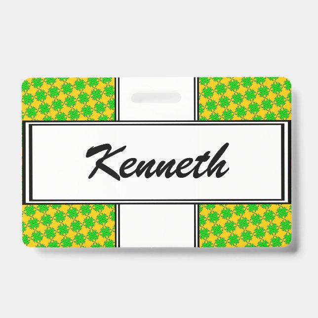 Badge Ruban Trèfle Vert Citron par Kenneth Yoncich (Avant)