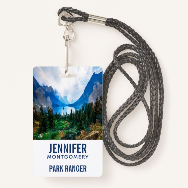 Badge Rustic Country Mountains Nature Scène Photographie (Devant avec lanière)