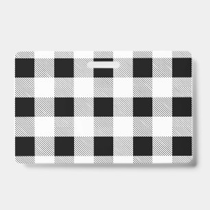 Badge rustique chic ferme noir  blanc plaid de buffle