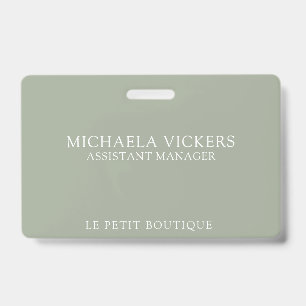 Badge Sage minimaliste et affaires professionnelles blan
