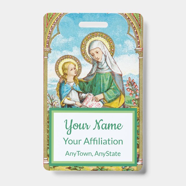 Badge Sainte-Anne néogothique et Marie jeune (SAU 29) (Face)