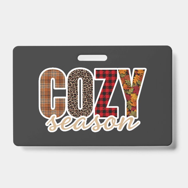 Badge Saison Douillette Carreaux Léopard Automne Vibes (Avant)