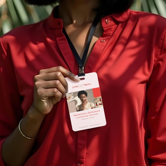 Badge Salon de Beauté Moderne pour Ongles avec Grille de (Modern Logo Nail Beauty Salon Photo Grid Collage Badge)