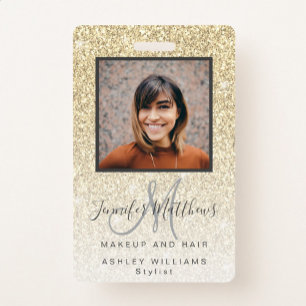 Badge Salon de coiffure et de maquillage photo paillette