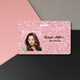 Badge Salon de coiffure pailleté blush élégant script ph