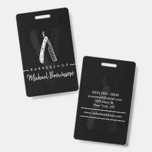 Badge Salon de coiffure Razor logo noir