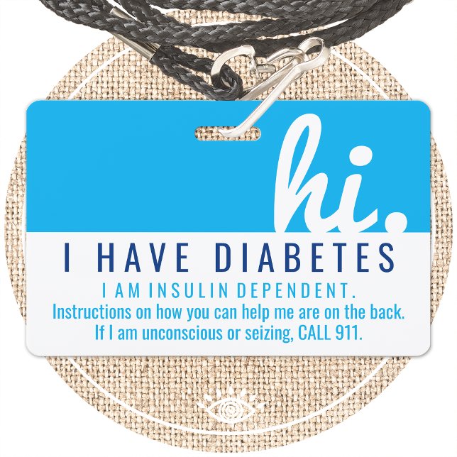 Badge salut carte d'urgence diabète PVC (Créateur téléchargé)