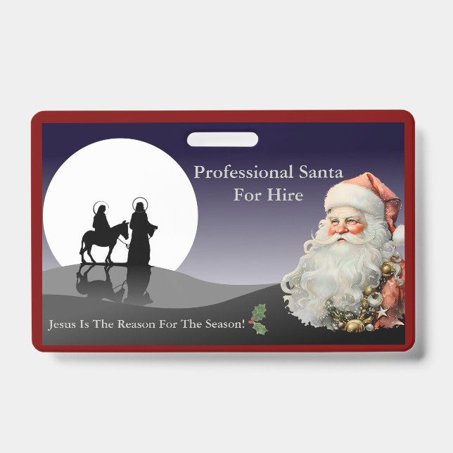 Badge Santa Claus Business Card Jesus Is The Reason (Avant)