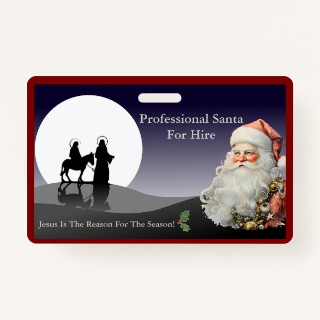 Badge Santa Claus Business Card Jesus Is The Reason (Devant)
