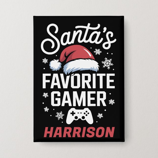 Badge Santa's Favorite Gamer Personalized Gaming Xmas (Recto)