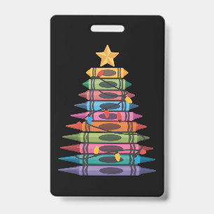 Badge Sapin de Noël fait de crayons de couleur Vie d'ens