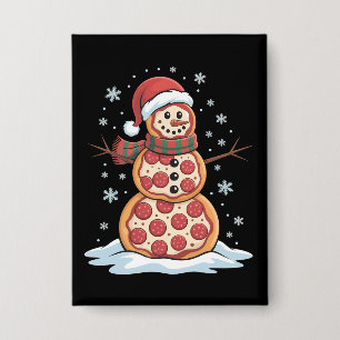 Badge Sapin de Noël Pizza Bonhomme de Neige Chapeau de P