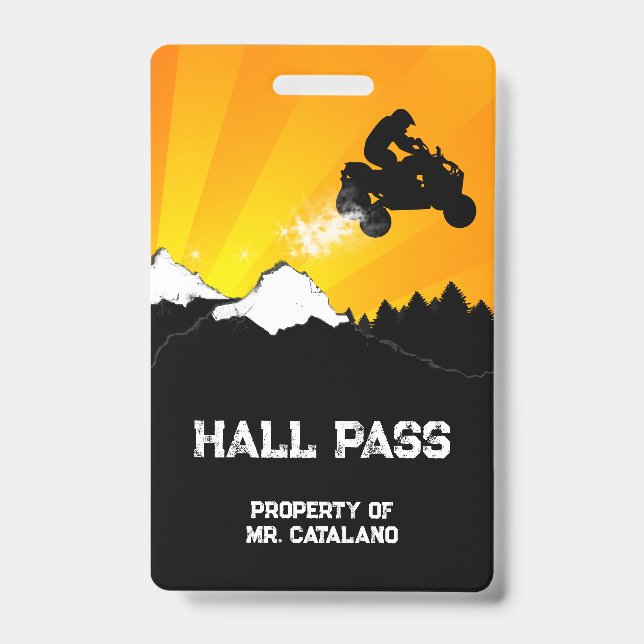 Badge saut atv Teacher Hall Pass (Avant)