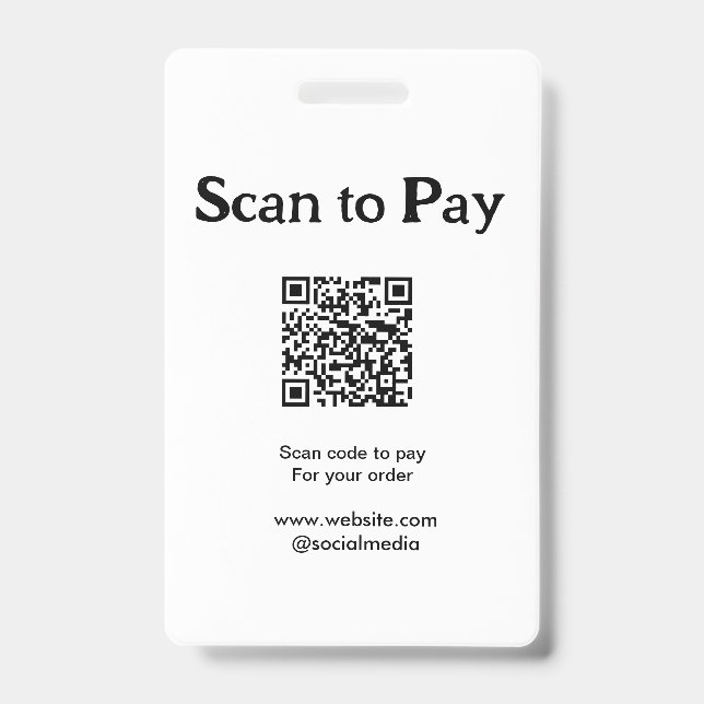 Badge Scanner pour payer la commande QR code ajouter un  (Avant)