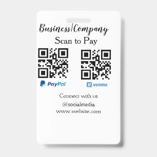 Badge Scanner pour payer le code q r paypal venmo ajoute