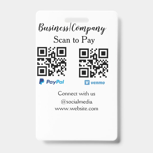 Badge Scanner pour payer le code q r paypal venmo ajoute (Avant)