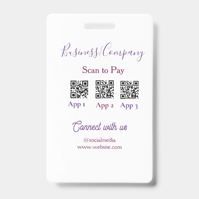 Badge Scanner pour payer le logo de l'entreprise code Q  (Avant)