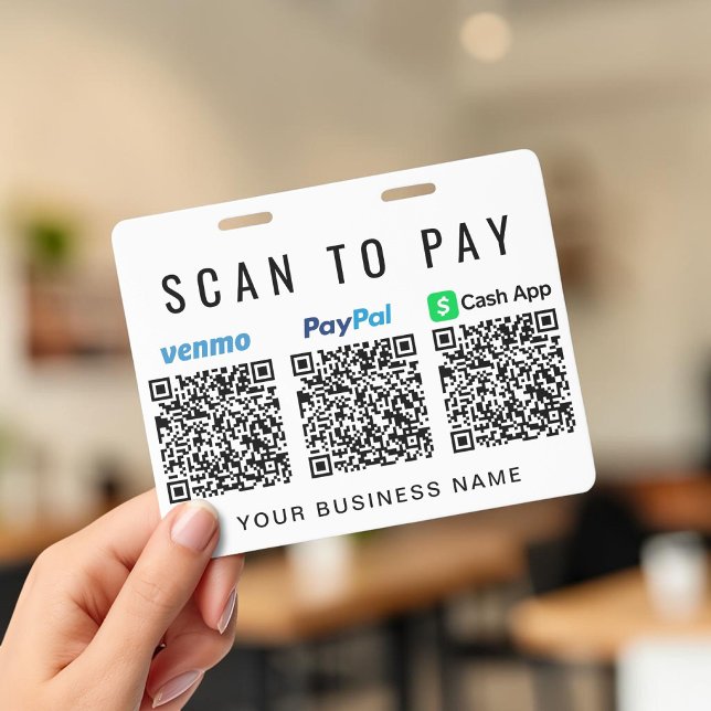 Badge Scanner pour payer les codes QR Paypal Venmo CashA (Scan to Pay Paypal Venmo CashApp QR Codes Business Badge)