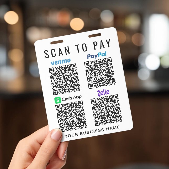 Badge Scanner pour payer les codes QR Venmo PayPal CashA (Scan to Pay Venmo PayPal CashApp Zelle QR Codes Badge)