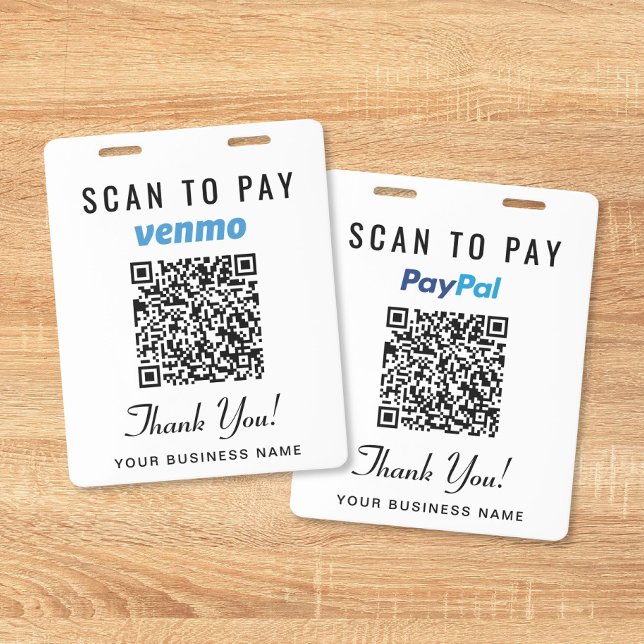 Badge Scannez pour payer Venmo PayPal Code QR Paiement C (Scan to Pay Venmo PayPal QR Code Business Payment Badge)