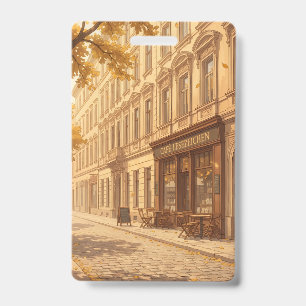 Badge Scène de rue automnale avec des livres