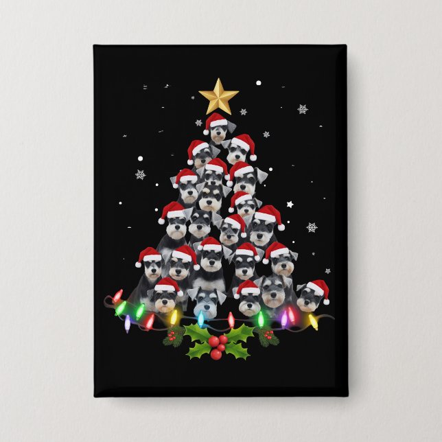 Badge Schnauzer de Noël Arbre Chien Xmas Animal de Compa (Recto)