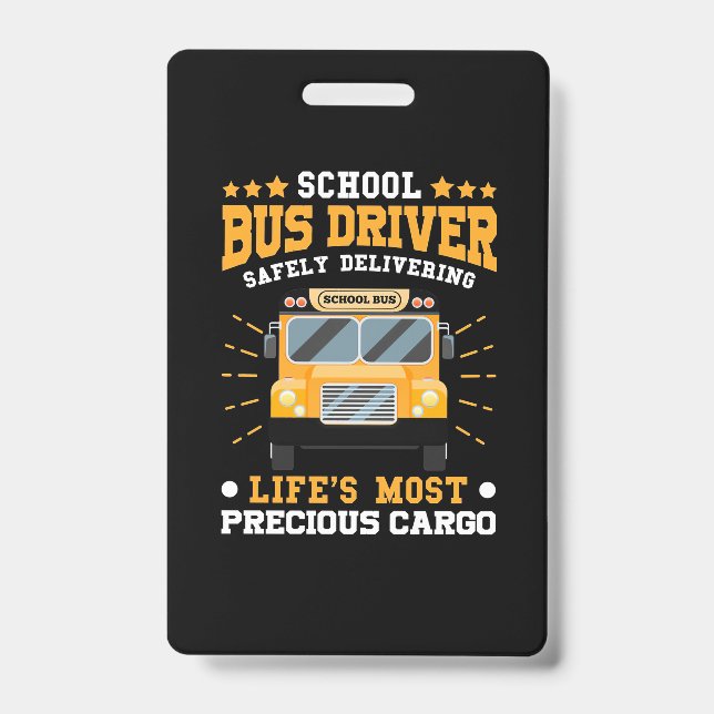 Badge School Bus Driver Safely Delivering (Face)
