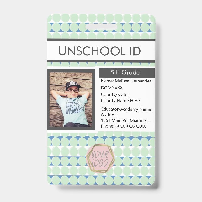Badge Scolarisation à domicile Modèle d'élève non scolar (Avant)