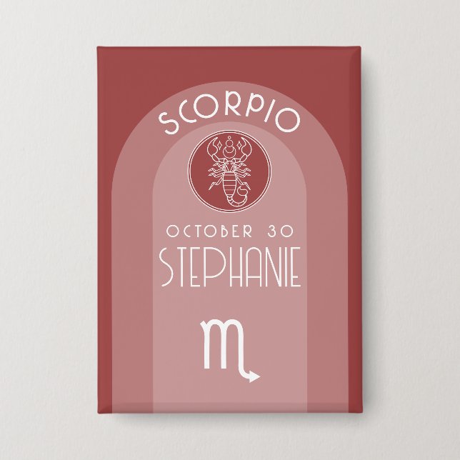 Badge Scorpio Anniversaire Personnalisé - Zodiac - Desig (Recto)