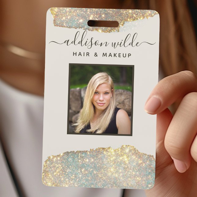 Badge Script de signature holographique Chic Glitter Sal (Créateur téléchargé)