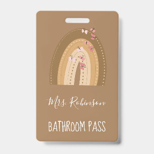 Badge Script Papillons Arc-en-ciel Professeurs Salle de