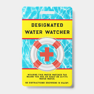 Badge Sécurité de la piscine en eau estivale Sauveteur e