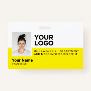 Badge Sécurité de l'ID photo moderne de l'employé jaune