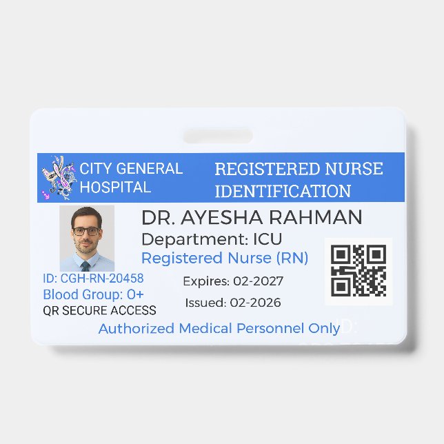 Badge Sécurité|Infirmière personnalisée|Soins de s (Avant)