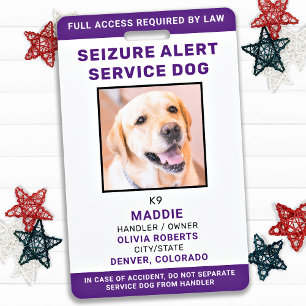 Badge Seizure Alert Personalized Service Dog ID Photo