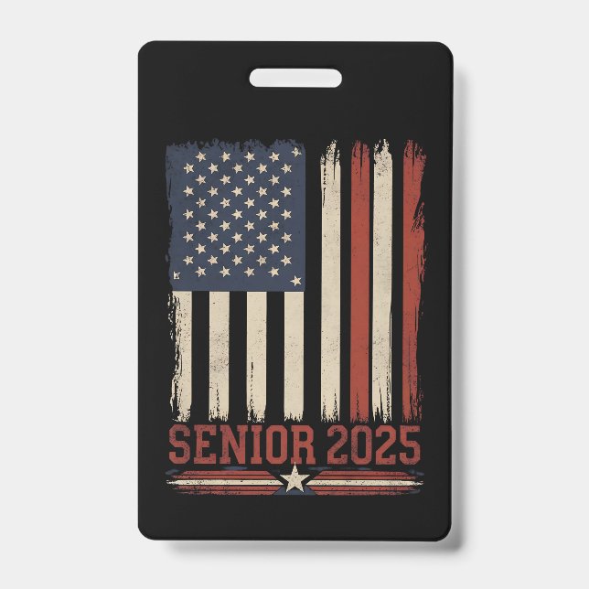 Badge Senior 2025 American Flag USA Graduation Class Of (Avant)