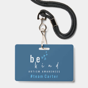 Badge sensibilisation à l'autisme soyez gentil bleu #nom
