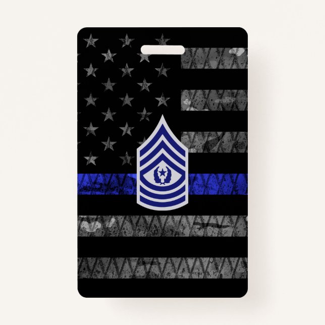 Badge Sergent Thin Blue Line Distressed (Devant)