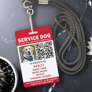 Badge Service Chien moderne QR Code rouge et blanc