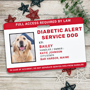 Badge Service d'alerte diabétique personnalisé Chien ID